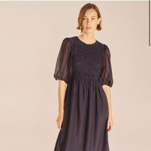 Rebecca Taylor Sheer Ruched Puffed Sleeve Dress. Size M